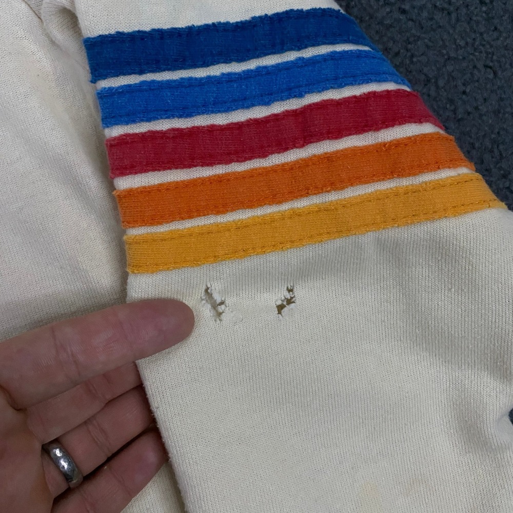 Aviator Nation Sweatshirt Women Small Cream Rainbow Classic 5 Stripe Retro Crew - Picture 4 of 11